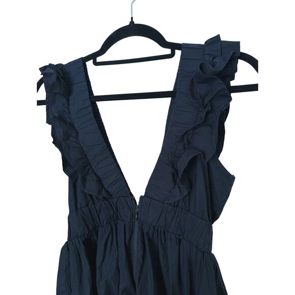 Abercrombie & Fitch Ruffle Flutter Sleeve Tiered Mini Dress Black Small - Picture 9 of 13
